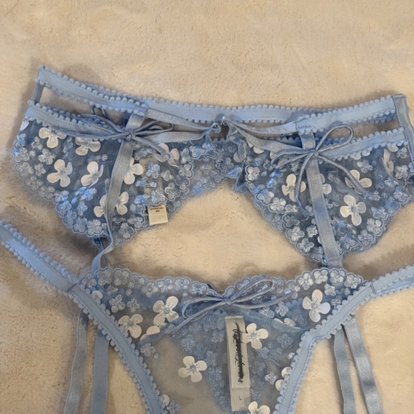 New! GARTER PANTY For Love and Lemons Blue Daisy 2 Piece Set 31342 - Picture 7 of 16
